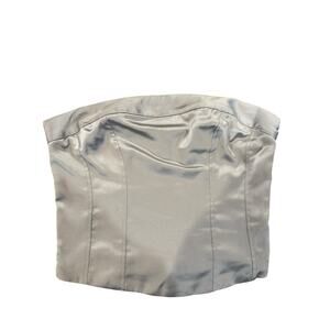 Wild Fable Women's Slim Fit Party Bustier Tube Top Size Small Satin Gray 90s Y2K